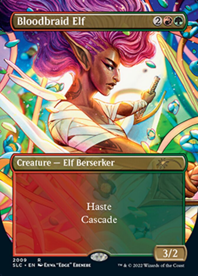 Bloodbraid Elf (Borderless Alternate Art) [Secret Lair Countdown Kit]