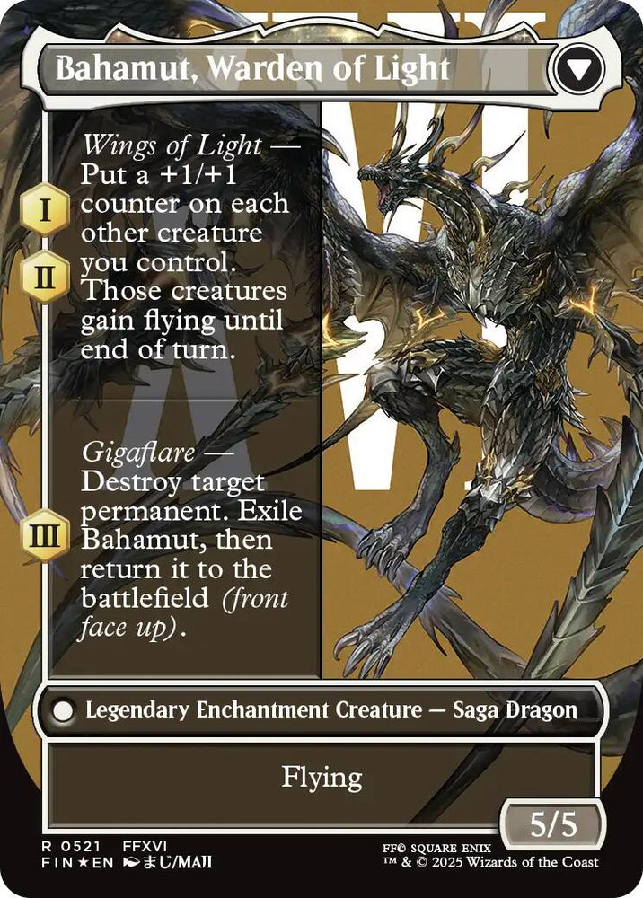 Dion, Bahamut's Dominant // Bahamut, Warden of Light (Borderless) (Surge Foil) [FINAL FANTASY]