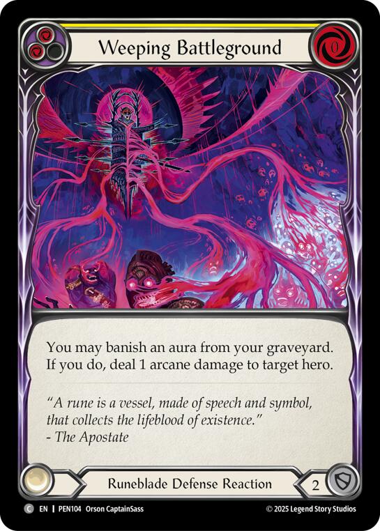 Weeping Battleground (Yellow) (Rainbow Foil) [PEN104] (Compendium of Rathe)  Rainbow Foil