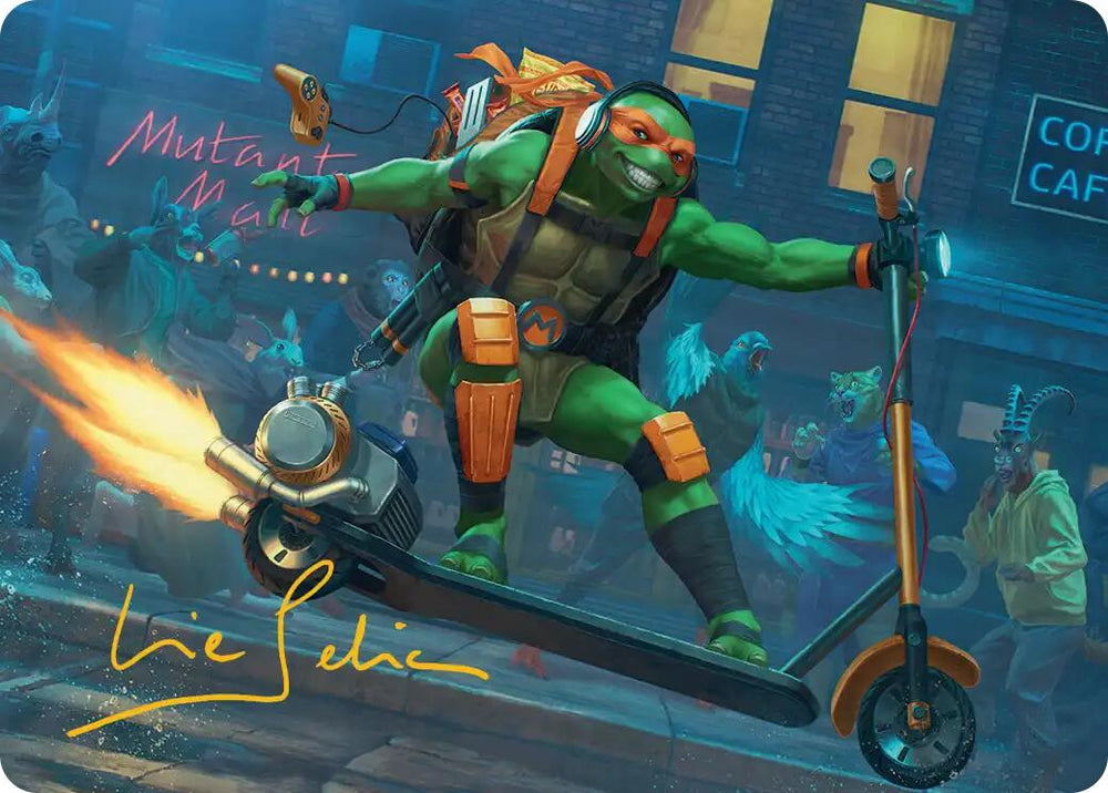 Michelangelo, On the Scene Art Card (Gold-Stamped Signature) [Teenage Mutant Ninja Turtles Art Series]