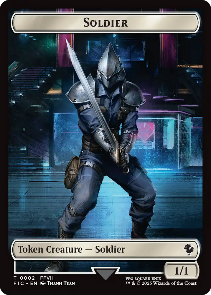 Soldier // Rebel Double-Sided Token (Surge Foil) [FINAL FANTASY Commander Tokens]